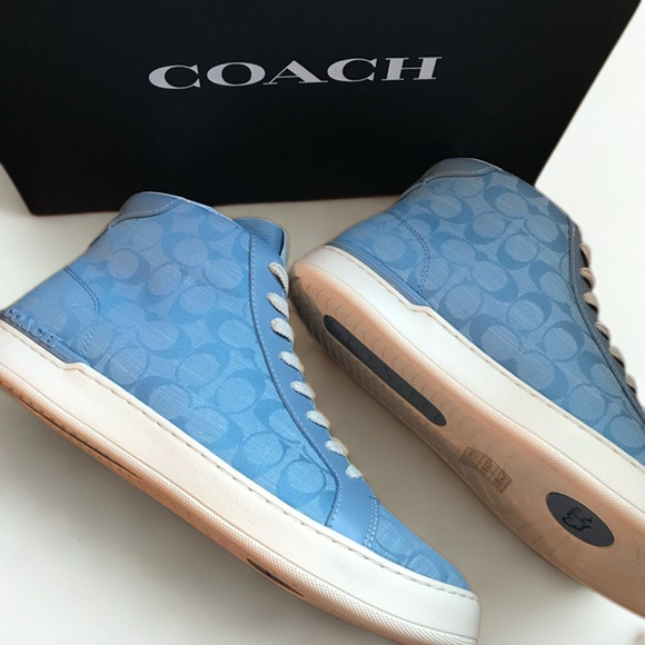 Coach Clip High Top Sneakers CH088 Signature Chambray Men’s Sz 10D NIB - Picture 1 of 11